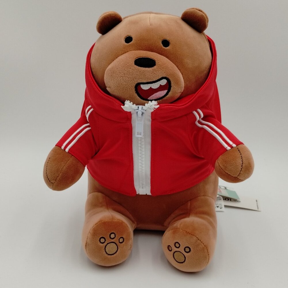 We Bare Bears Grizzly with Red Jacket Plush Miniso NWT